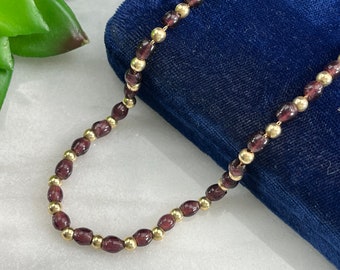 Solid 14k Gold Beaded Necklace - Fine Jewelry for Women, Dainty Small Beads