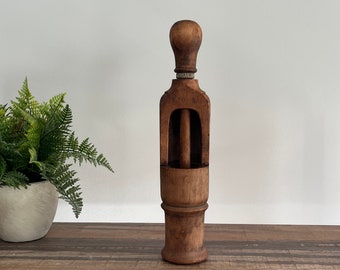 Antique Primitive Wooden Wine Corker for Inserting Cork into Bottle