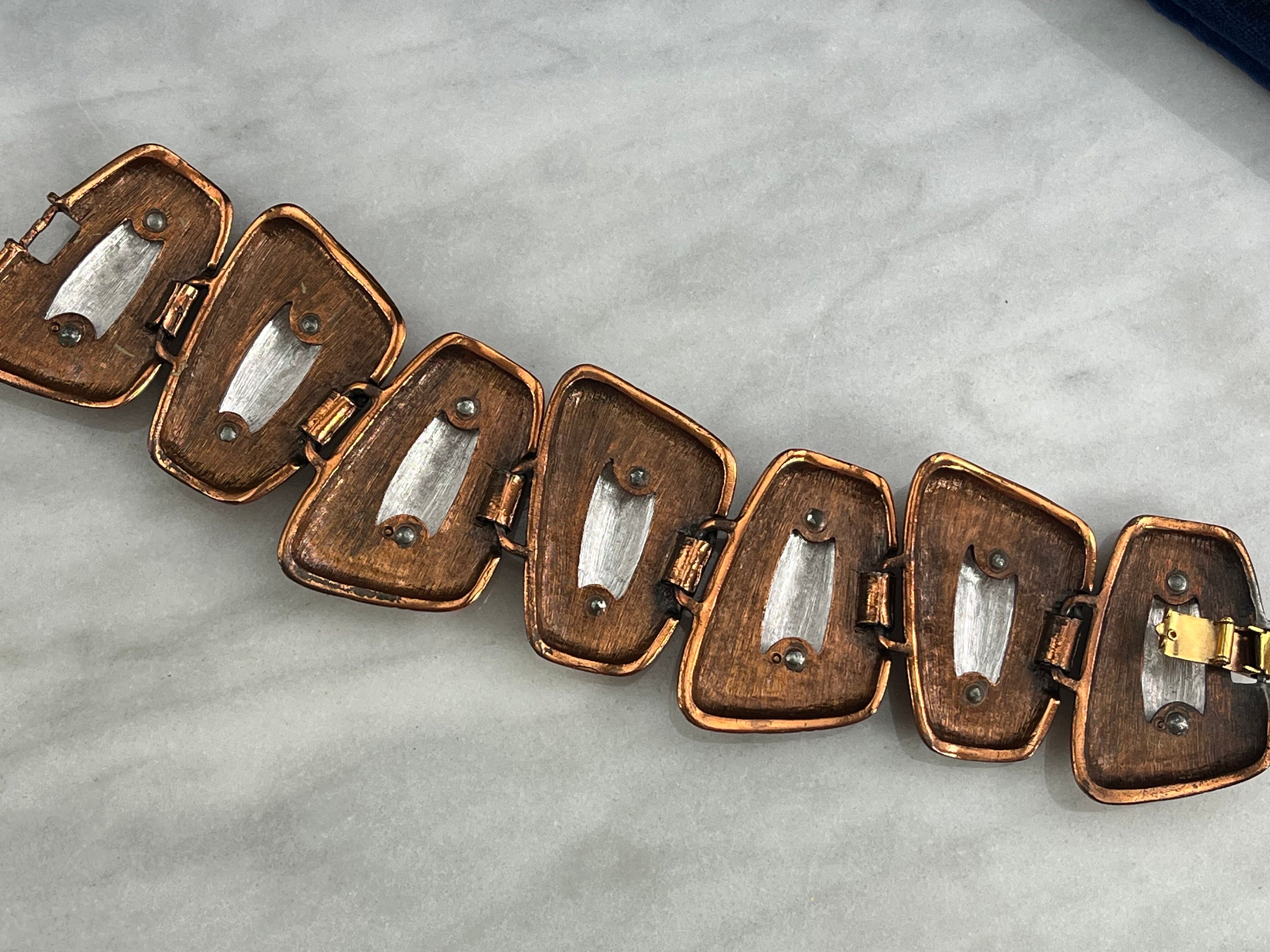 Monet Wide Copper and Silver Tone Bracelet - Costume Jewelry Monet Wide Copper and Silver Tone Bracelet - Costume Jewelry