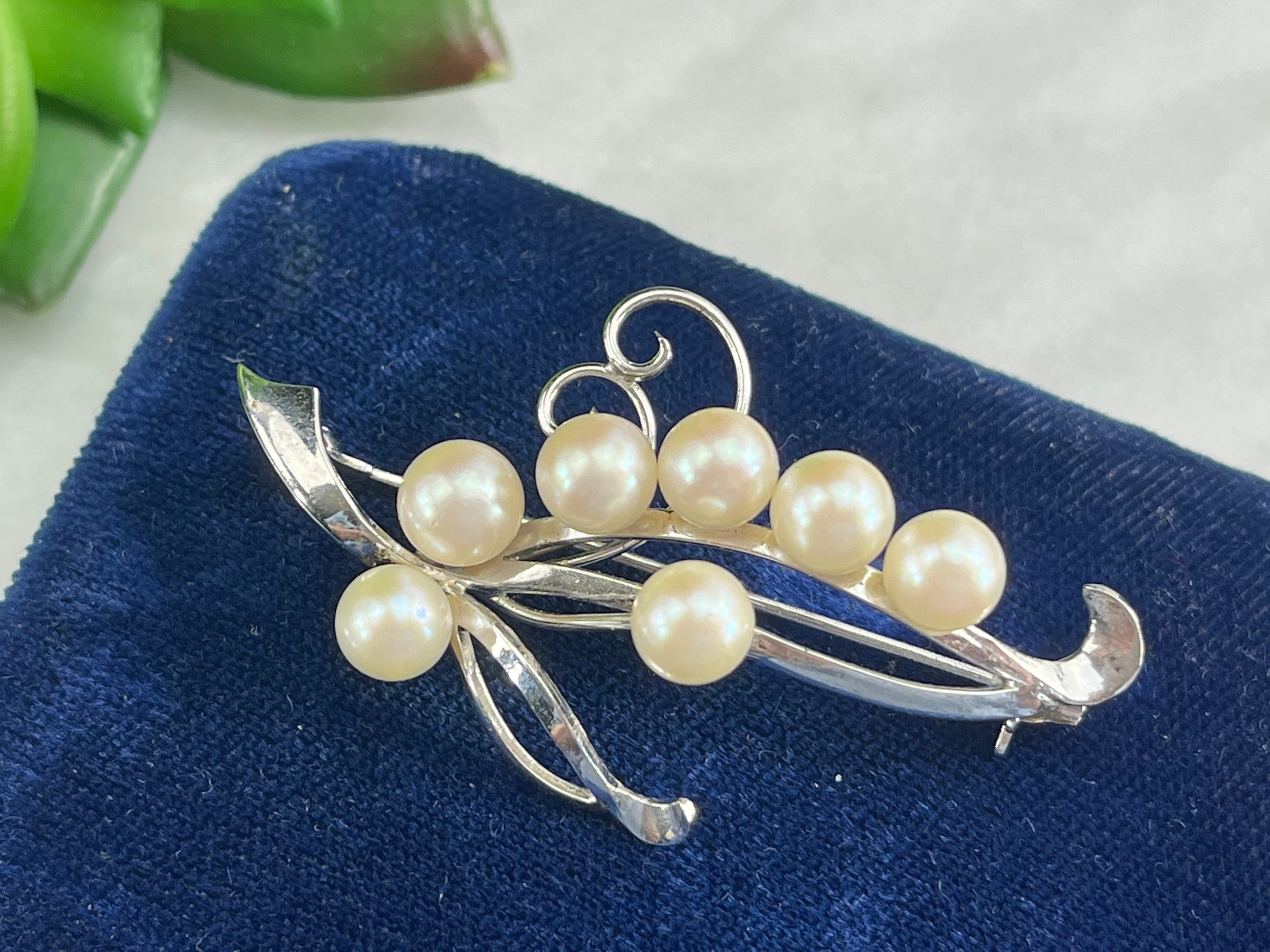 Pearl Brooch Branch Genuine Cultured Pearl Jewelry Sterling 