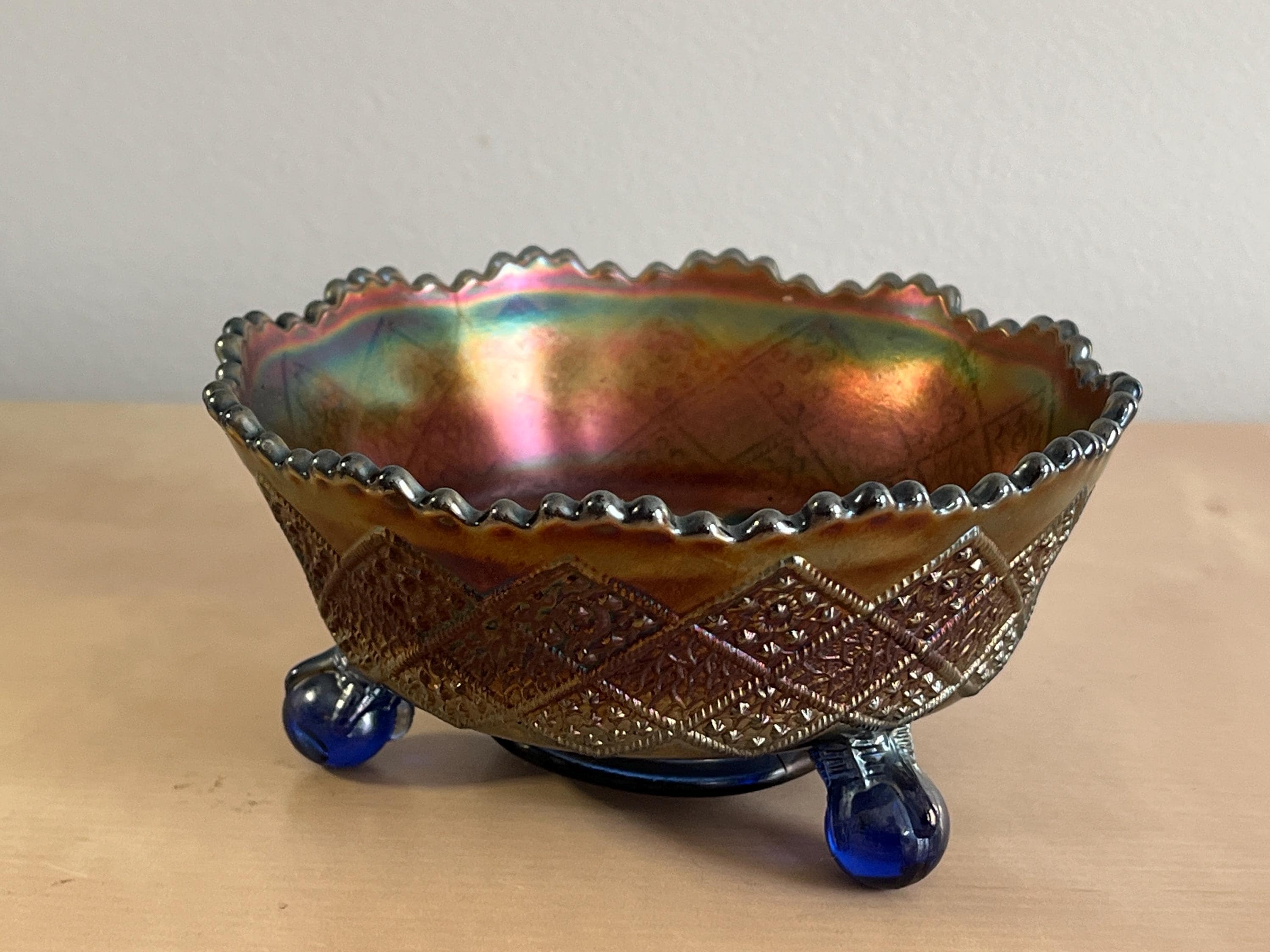 フェントン バタフライ柄カーニバルグラス ヴィンテージ Fenton for