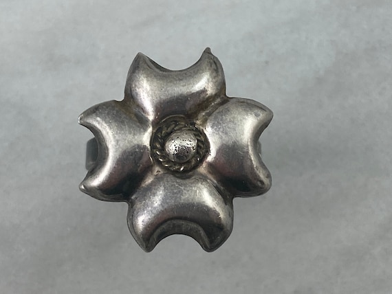 Sterling Statement Ring - Silver Flower Ring, Mex… - image 2