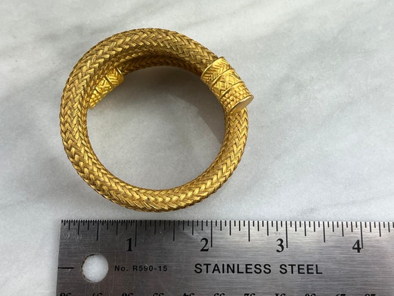Matte Gold Tone Coiled Bracelet - Vintage Wrap Br… - image 4