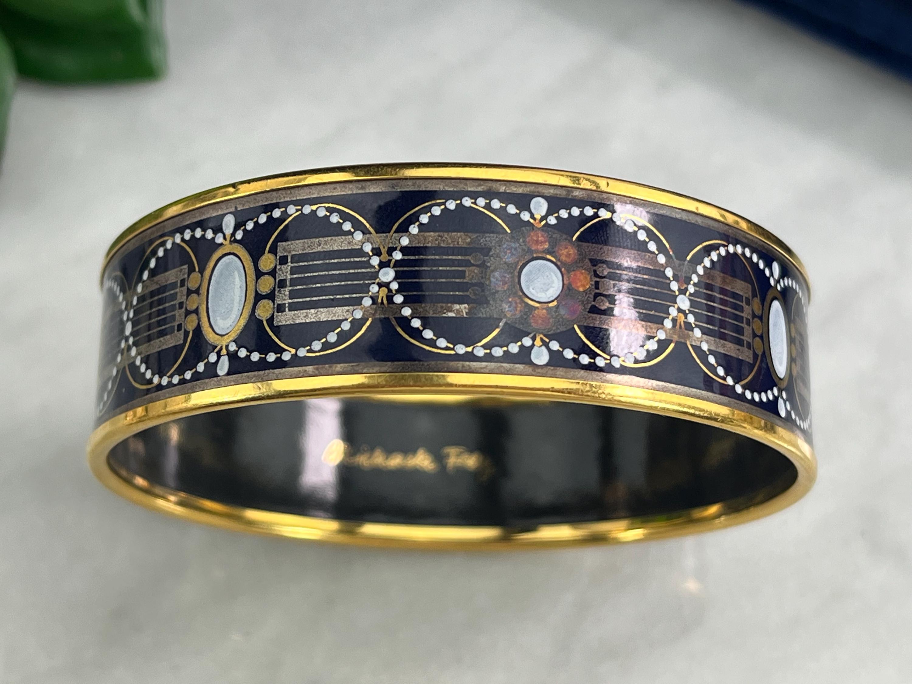 Wide Enamel Bangle Bracelet - Michaela Frey, Dark Blue and