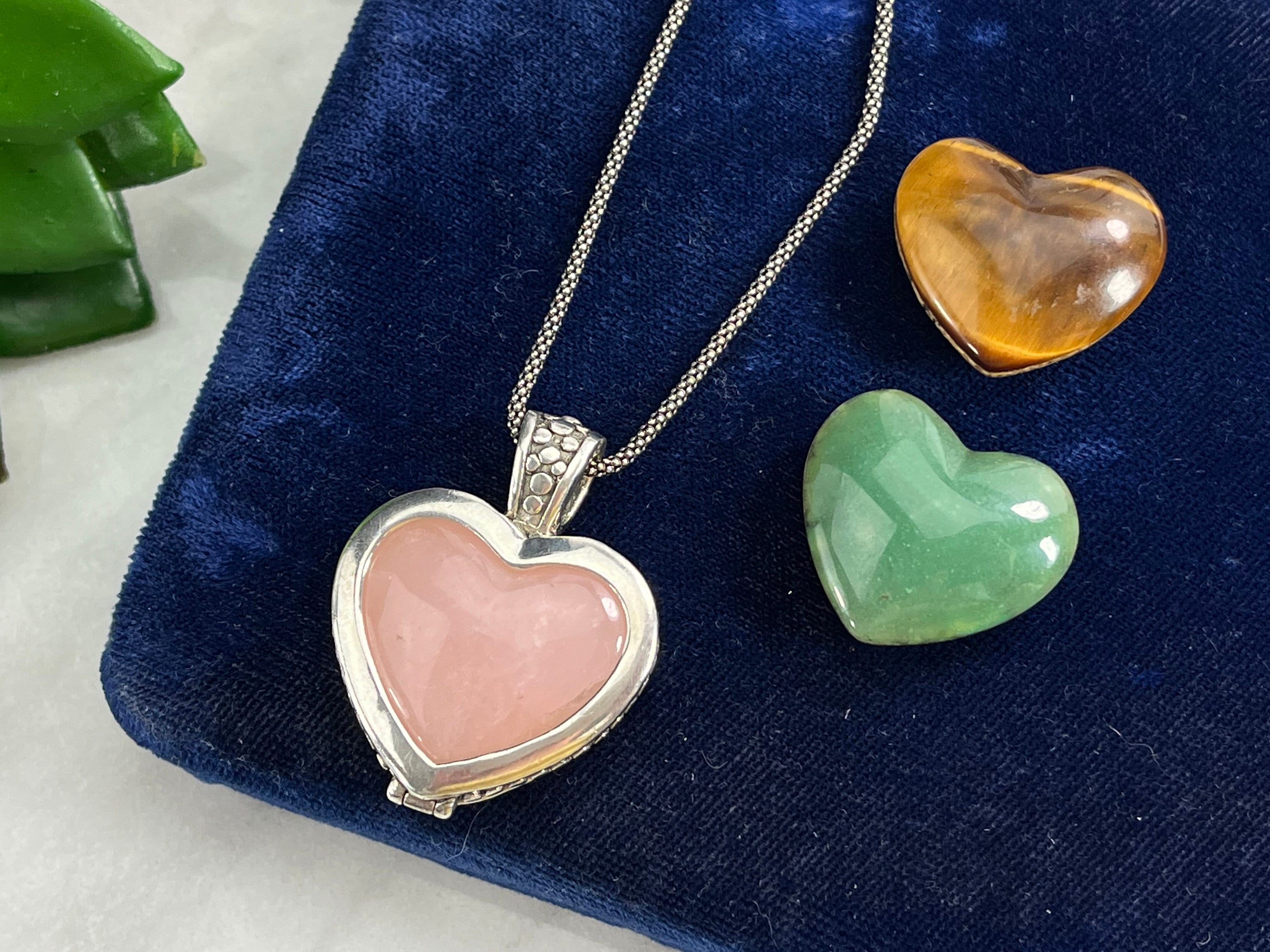 Sterling Silver Heart Pendant Necklace With Interchangeable Sterling Silver Heart Pendant Necklace With Interchangeable