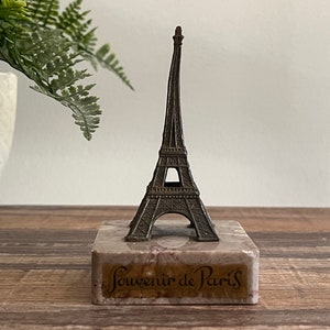Eiffel Tower Figurine - Paris Souvenir Vintage Eiffel Tower on Marble Base Paperweight