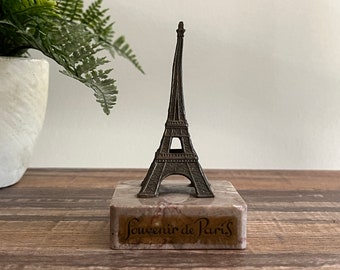 Figurine Tour Eiffel - Tour Eiffel vintage souvenir de Paris sur socle en marbre presse-papiers