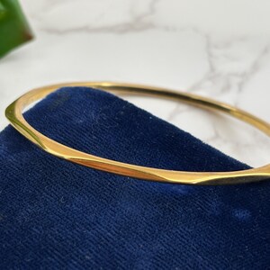 Vintage Monet Thin Stacking Bangle Bracelet - Geometric Gold Tone