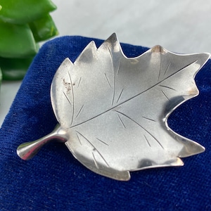 Sterling Silver Leaf Brooch - Artist Stuart Nye, Studio Made Silver Jewelry