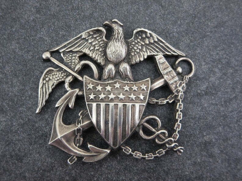 Silver Eagle Military Brooch WWII Nurse Cadet Corps Sterling Silver Hat Badge Blackinton US Public Health Service