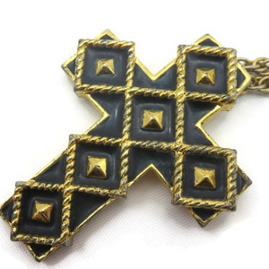 Jomaz Cross Brooch Pendant - Joseph Mazer, Costume Jewelry, Black and Gold