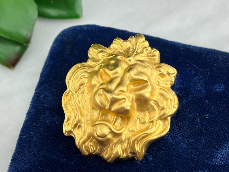 Lion Head Brooch Gold Tone Vintage Costume Jewelry Etsy France