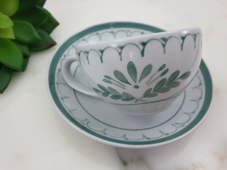 Demitasse Teacup And Saucer Green Thistle Arabia Finland Etsy