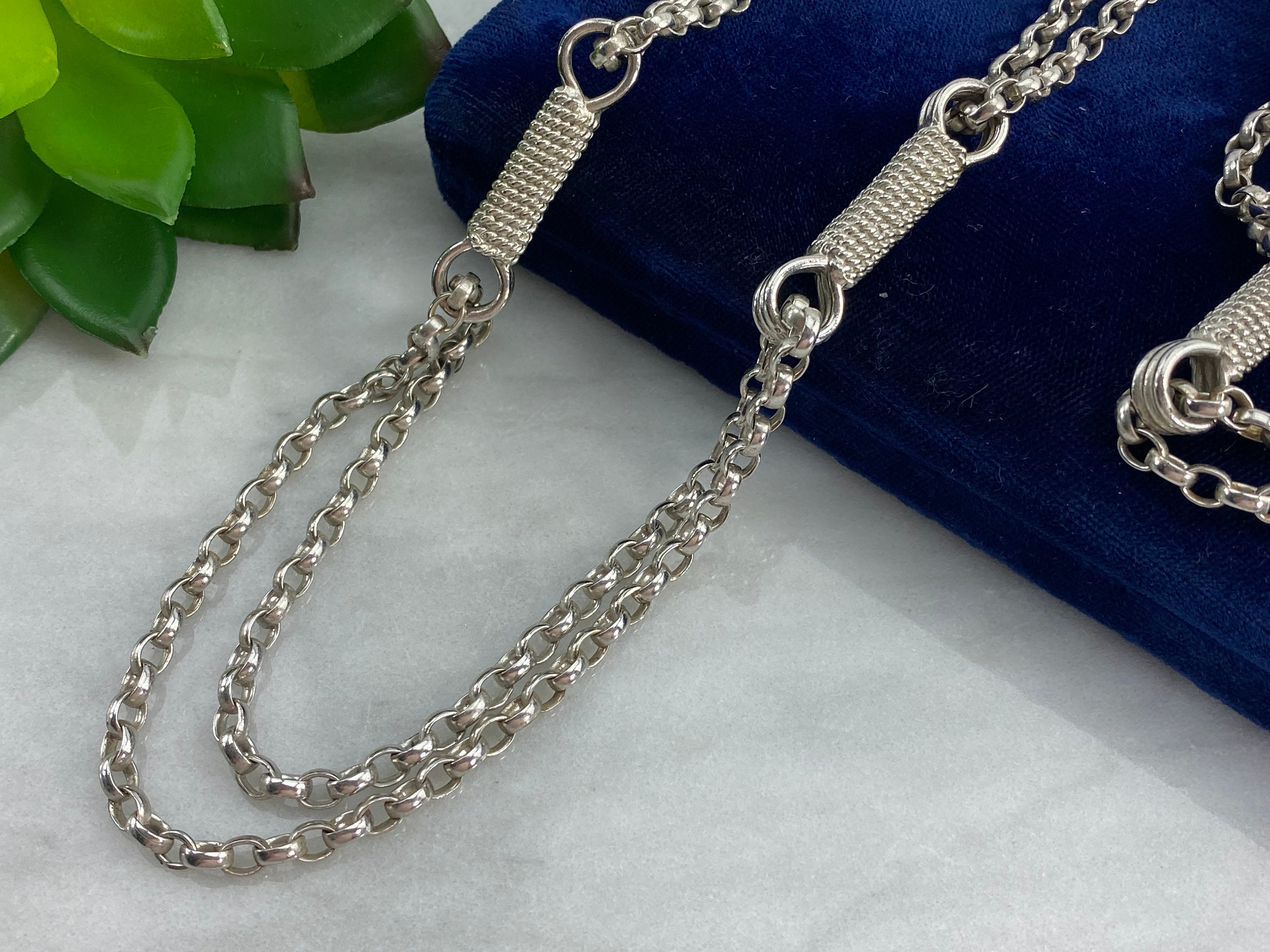 Long Silver Chain Necklace Costume 