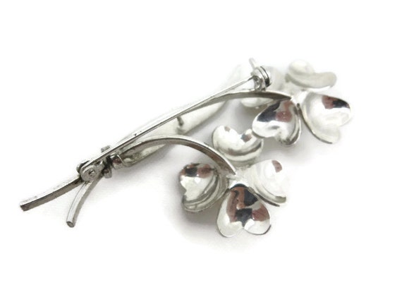 Sterling and Pearl Brooch - Flowers - image 3