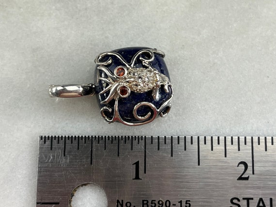Sterling Silver Owl Necklace Pendant - Lapis & CZ… - image 6