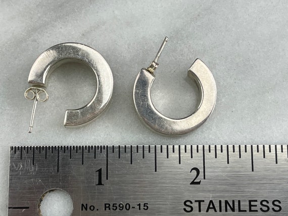 Silver Hoop Earrings - Vintage Sterling Silver Ho… - image 7