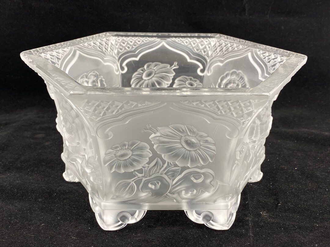 Verlys Frosted Glass Cache Pot – Asian Motif Planter – Vintage Home ...