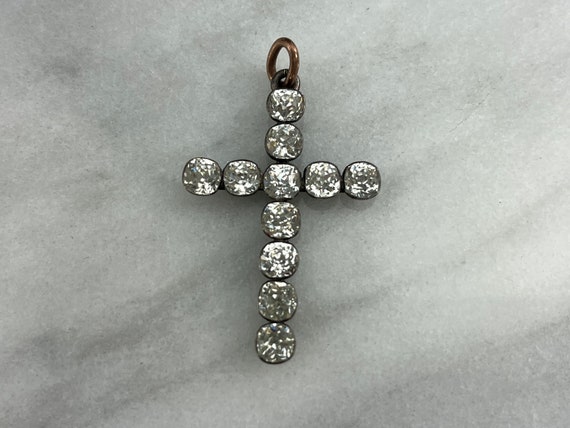 Antique French Paste Cross Pendant - Georgian Jew… - image 8