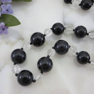 Vintage Joan Rivers Necklace - Black and Clear Lucite, Chunky Beads, Costume Jewelry