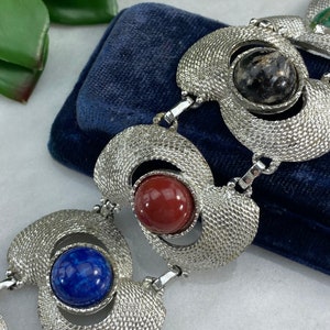 Vintage Wide Modernist Link Bracelet - Silver Tone, Sarah Coventry Costume Jewelry