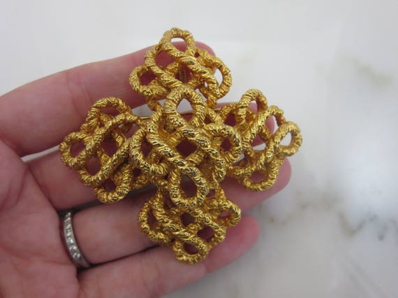 Vintage Gold Knot Brooch or Pendant - Lucien Picc… - image 5