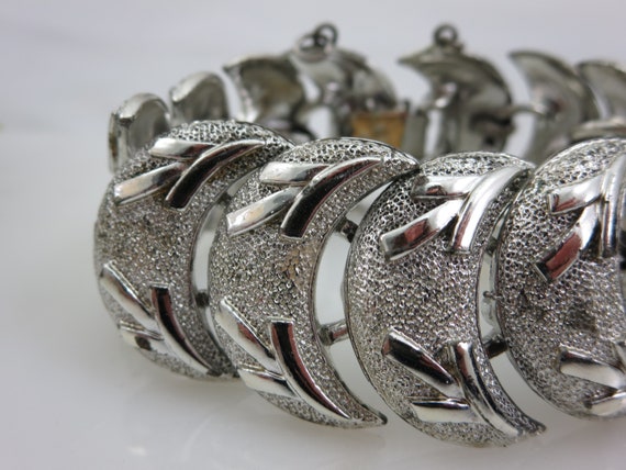 Silver Moon Bracelet - Vintage, Mid Mod Links Cor… - image 2