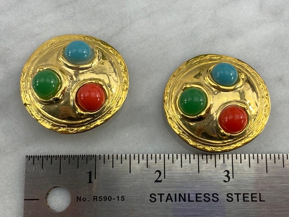 Huge Costume Jewelry Earrings - Large 1980s Jewel… - image 5