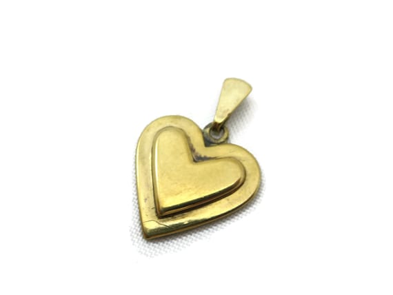 Vermeil Heart Pendant - Gold over Silver Heart - image 5