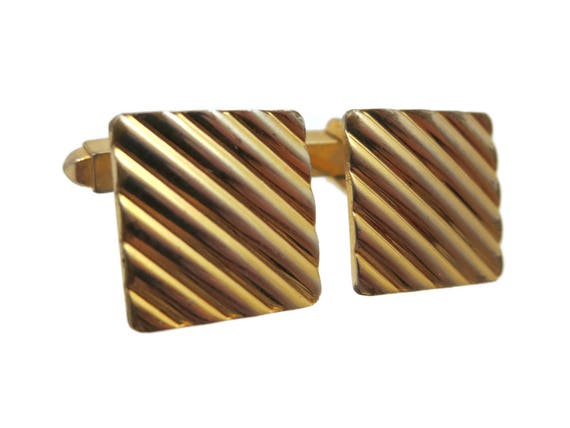 Vintage Mid Century Cufflinks - Gold Plated - image 1