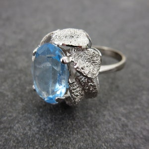 Aqua Blue Stone Statement Ring Sterling Silver Vintage Rings - Etsy