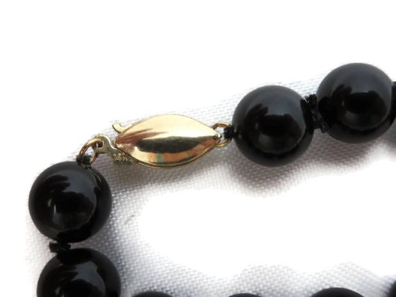 Vintage Black Onyx Necklace - 14k Gold Clasp Bead… - image 6