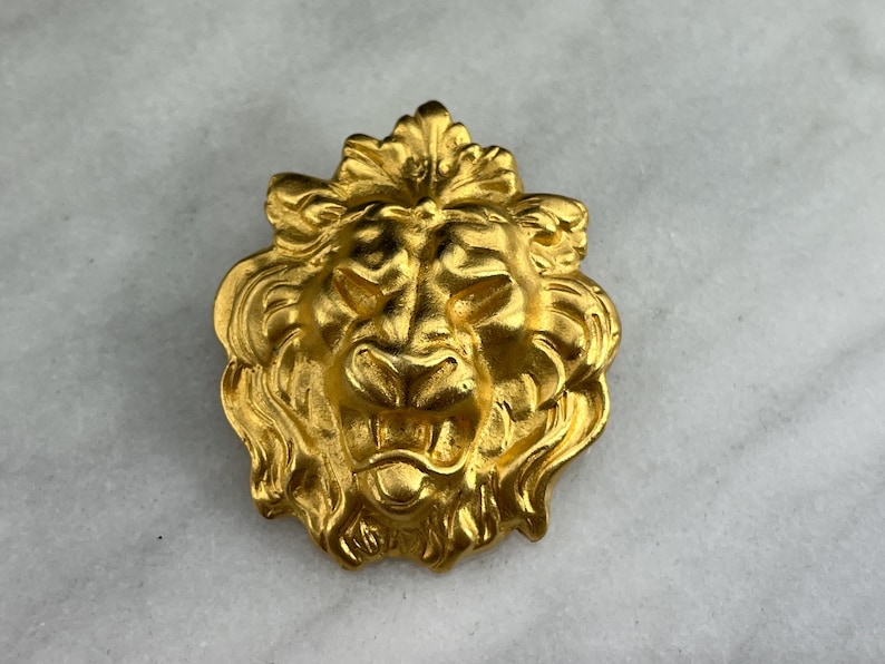 Lion Head Brooch Gold Tone Vintage Costume Jewelry Etsy France