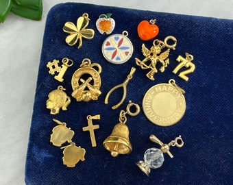 Vintage Bracelet Charm or Pendant - ONE PIECE You Choose, Gold Tone