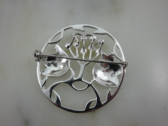 Faux Pearl and Sterling Silver Brooch - image 2