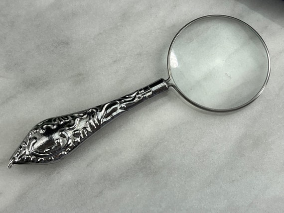 Magnifying Glass Necklace Pendant - Silver Tone, … - image 2