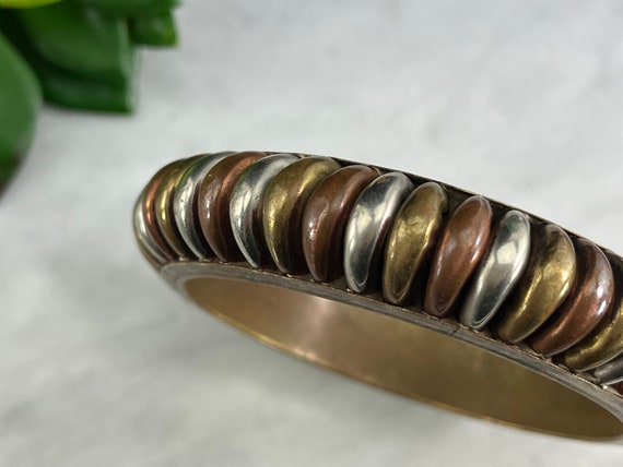 Silver, Brass and Copper Bangle Bracelet - Modern… - image 3