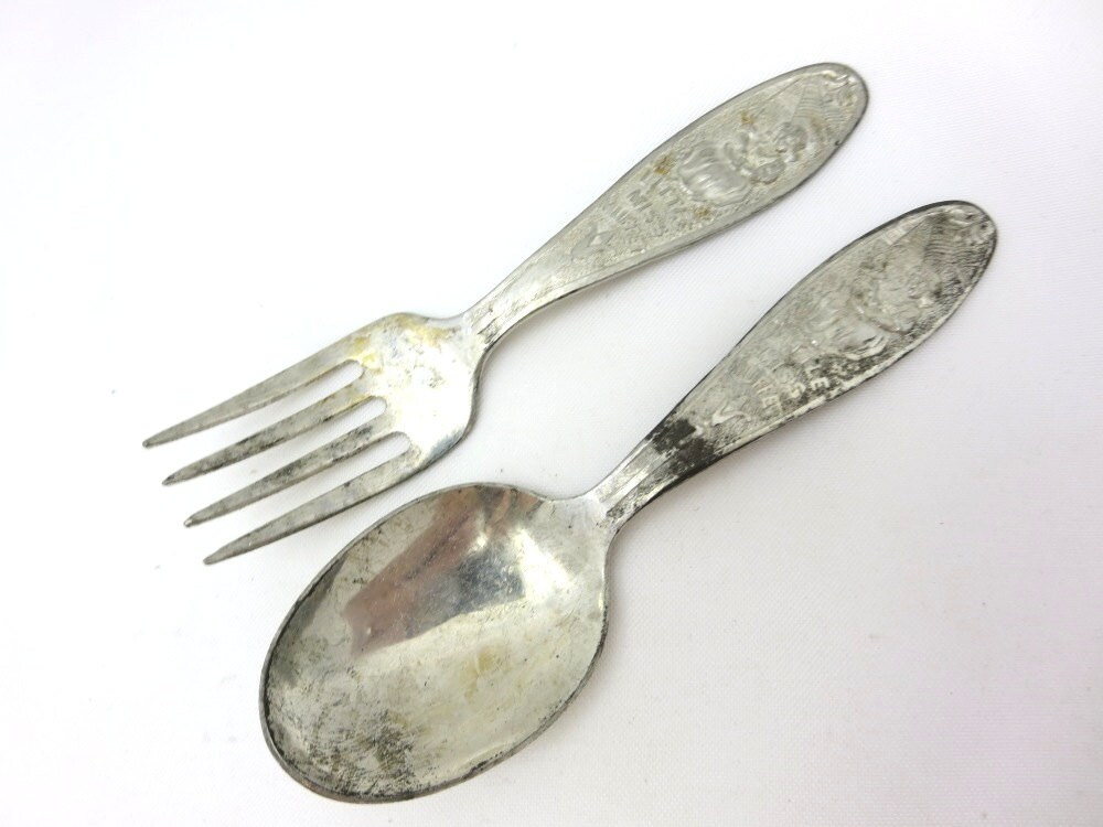 Vintage Little Miss Muffet Fork and Spoon Set - Baby Childs