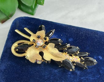 Broche Vintage Chien Décorée De Strass - Style Couture - Occasion