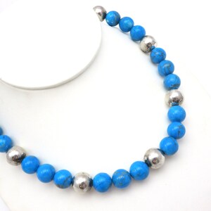 Turquoise Bead Necklace - Silver Toggle Clasp