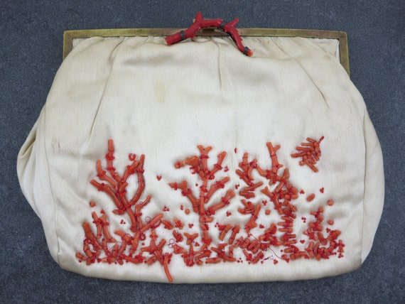 Vintage Coral Adorned Purse - AS IS, Genuine Bran… - image 9