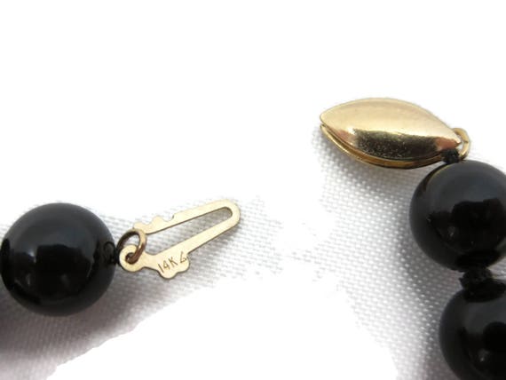 Vintage Black Onyx Necklace - 14k Gold Clasp Bead… - image 4