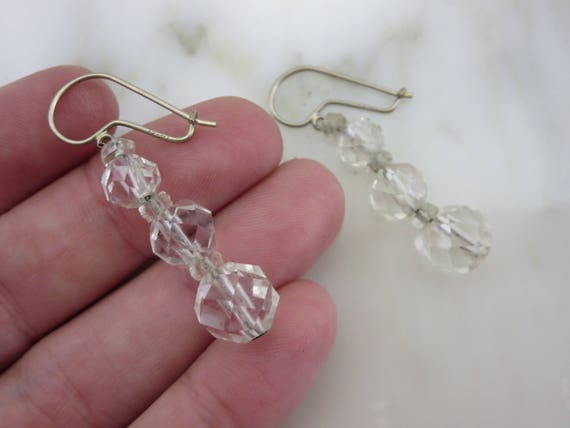 Vintage Rock Crystal Earrings - 14k White Gold Ro… - image 3