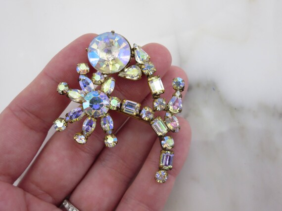 Vintage AB Rhinestone Brooch - Weiss Jewelry Auro… - image 4