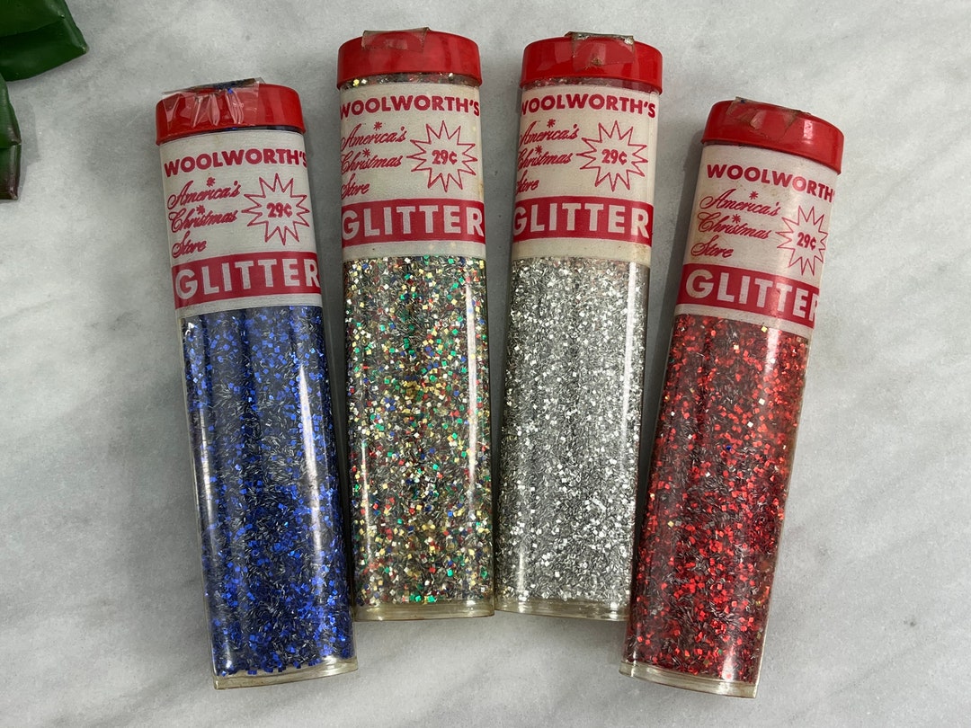 Vintage Craft Glitter in Shaker Tube ONE PIECE You Choose, Blue Red