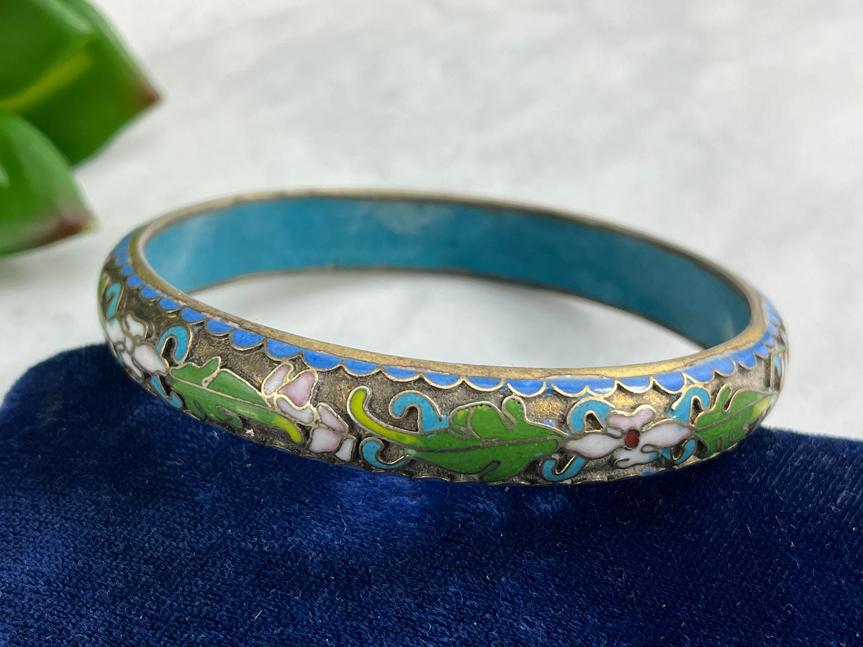 Cloisonne Enamel Bracelet Bangle Bracelet Enamel Green and Etsy Australia