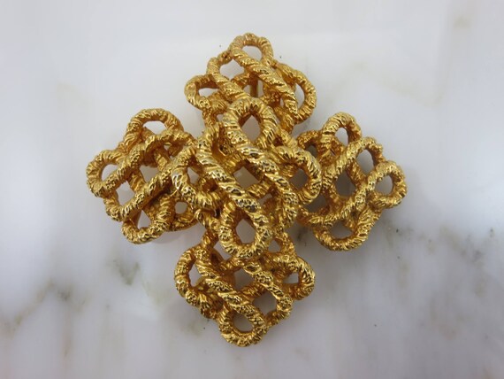 Vintage Gold Knot Brooch or Pendant - Lucien Picc… - image 3