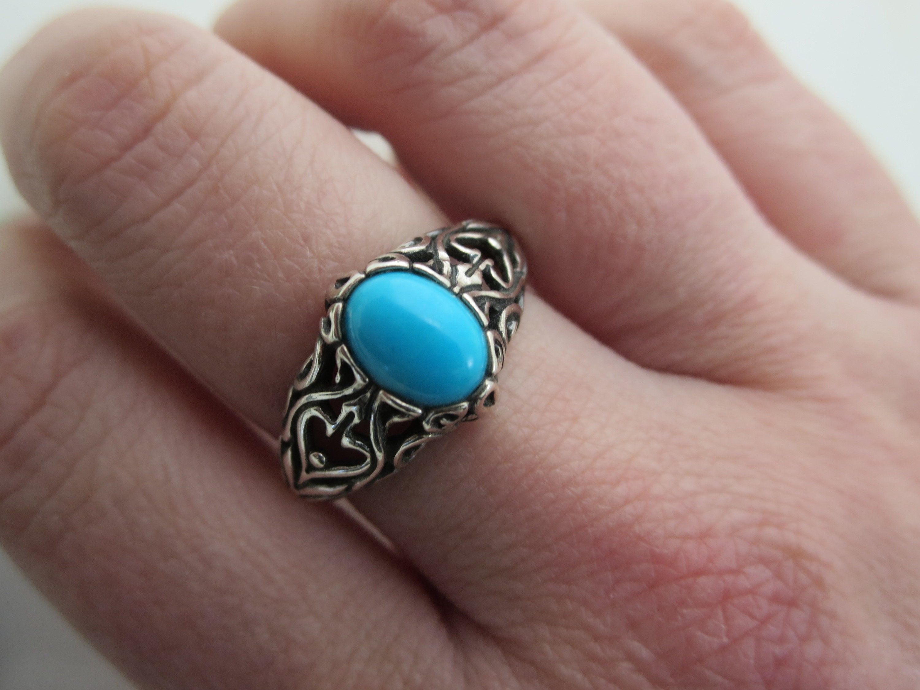 Turquoise Ring - Sterling Silver Filigree Rings for Women Size 7 - Etsy