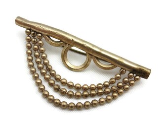 Vintage Festoon Brooch - Rose Gold Tone, Bead Chain