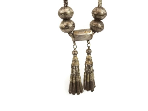 Vintage Tassel Necklace - Tribal Silver Boho Foxt… - image 6